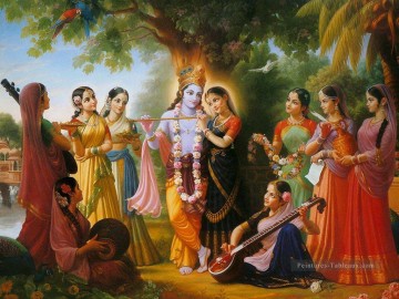 krishna Tableau Peinture - Radha Krishna 38 Hindou